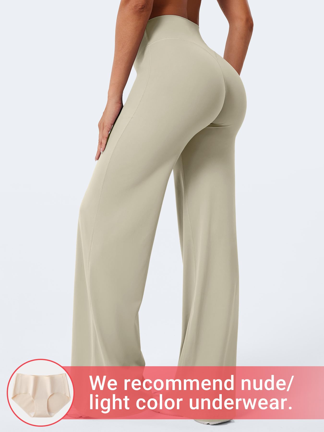 YEOREO Workout Womens Straight Leggings 33" Eddiy Yoga Pants Light Sand XL