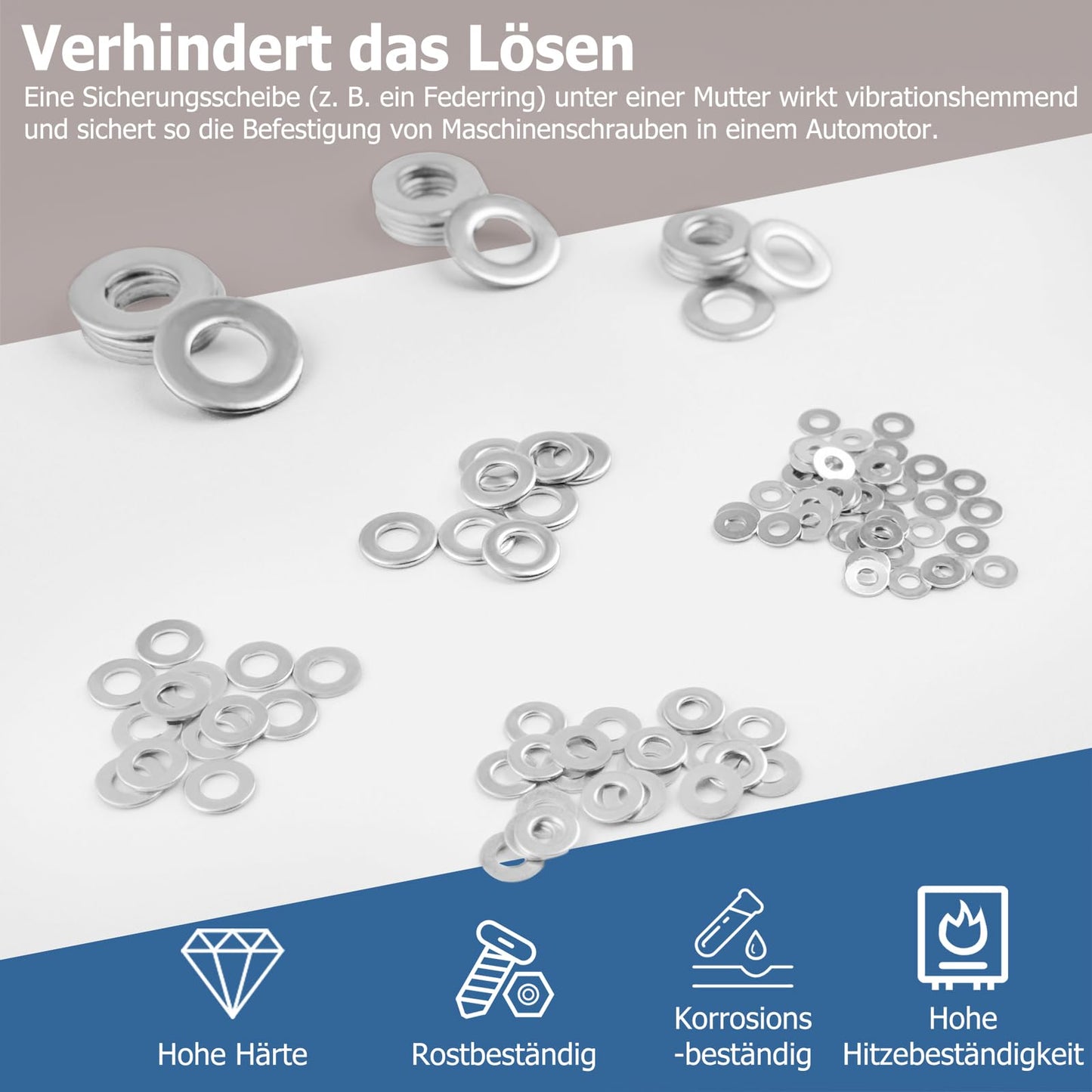 Kviceo Stainless Steel Flat Washer Set – 18-8 (304) Stainless Steel, Assorted Sizes for Automotive, Home, Industrial & DIY Use, with Plastic Case (547, M3, M4, M5, M6, M8, M10, M12)