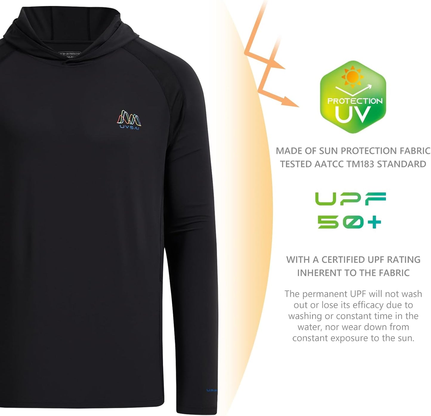 Skiennix Men's UPF 50+ Long Sleeve Hoodie - UV Sun Protection Vented Performance Tee for Outdoor Activities