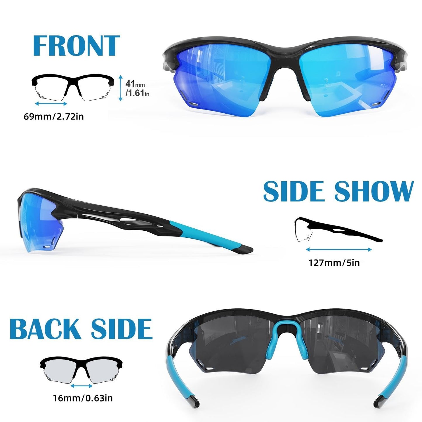 Polarized Sports Sunglasses for Men Women, Idea for Baseball Cycling Fishing Running Driving Golf Motorcycle silver Glasses TR90 Unbreakable Frame