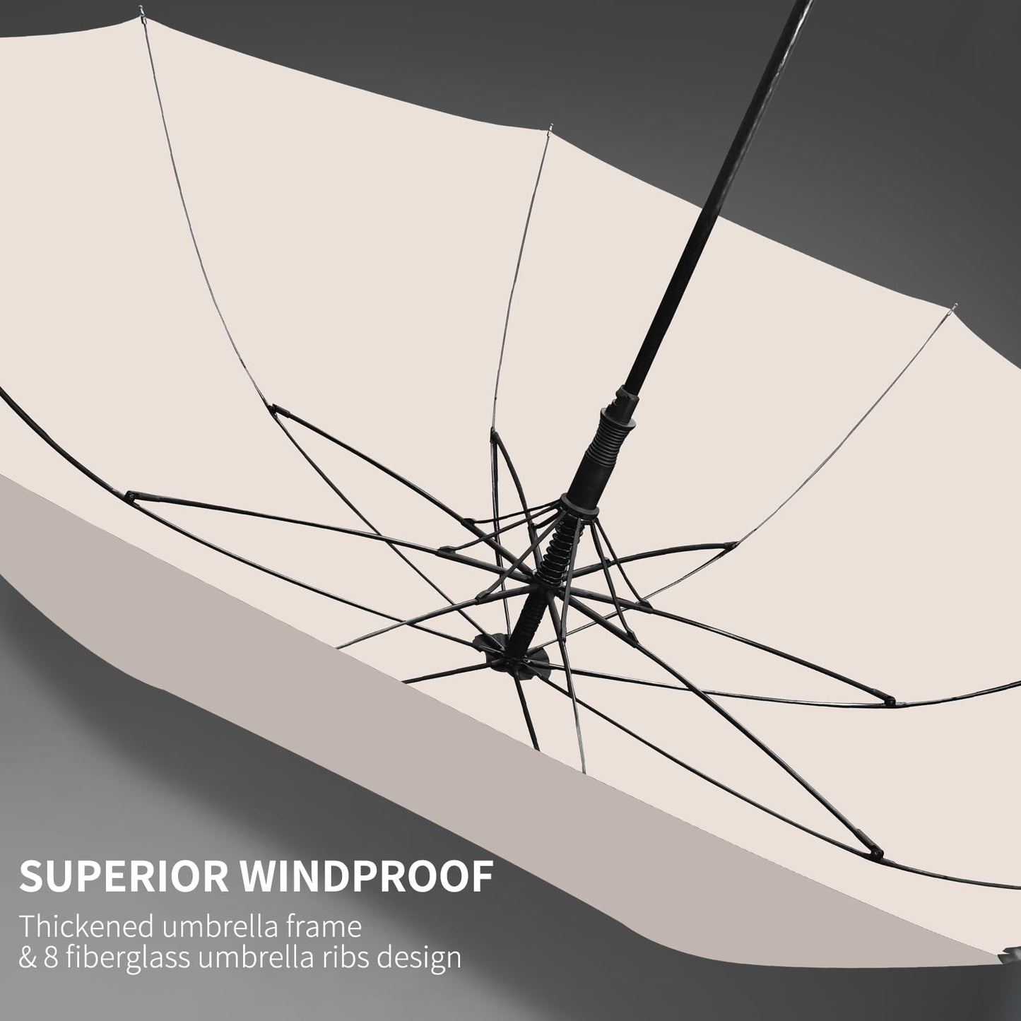 Trenovo Heavy Duty Large Golf Umbrella for Rain, Big Automatic Golf Umbrellas Windproof, 57 Inch Extra Large Oversized Umbrella for Rain Sun for Men Women-Beige