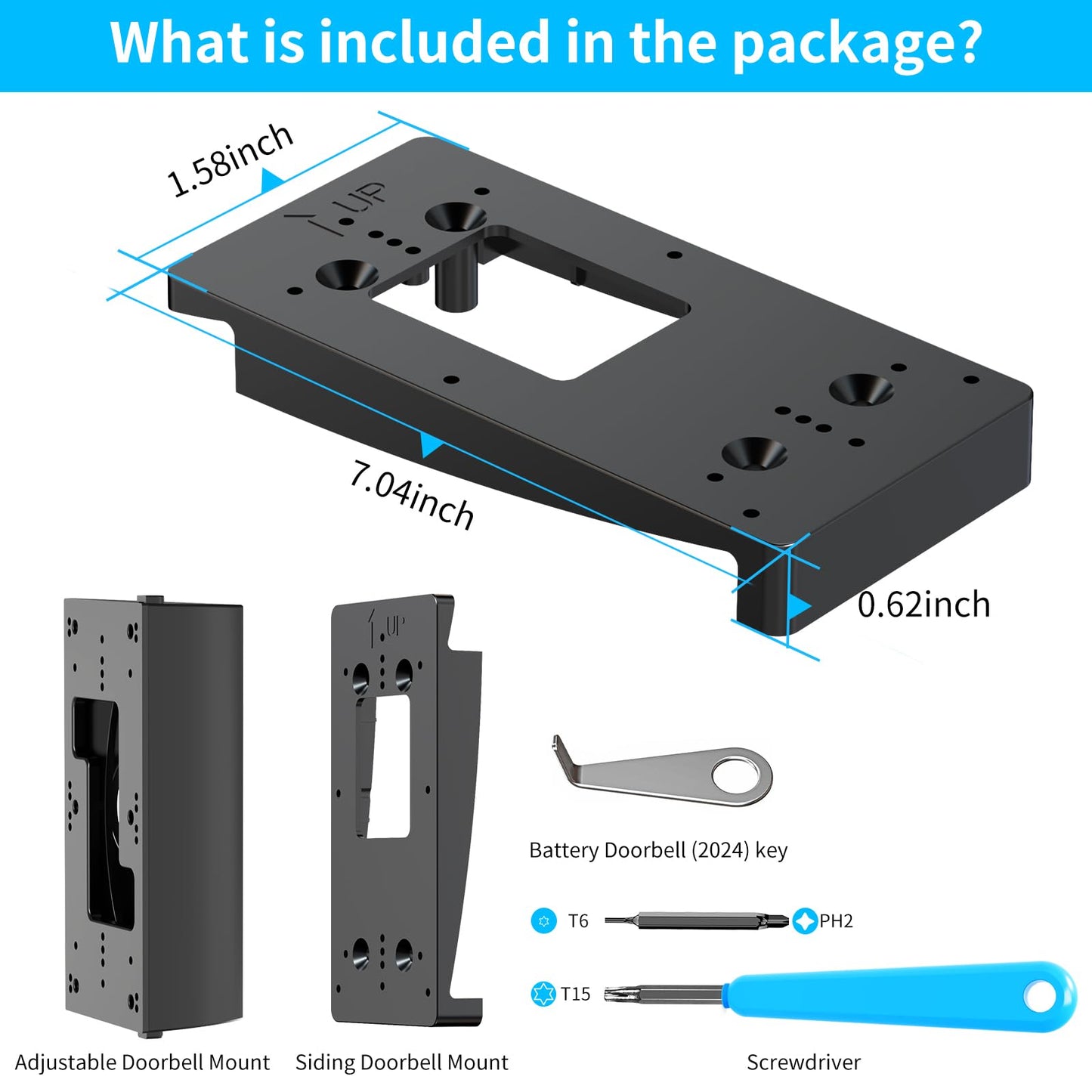 Ring Doorbell Vinyl Siding Mount, Adjustable 30 to 55 Angle Doorbell Mount Compatible with Ring Video Doorbell, Doorbell Camera Holder Bracket Wedge for Apartment, offices