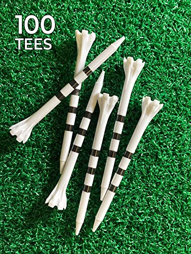 Champ My Hite 3-1/4" Stripe Golf Tees - White/Black, 100 Pack