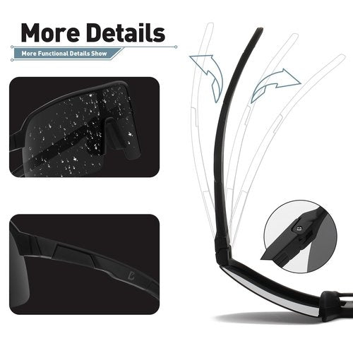 Bevi Sports Sunglasses Polarized Lens with TR90 Durable and Flexible Frame for Men Women Running Driving Cycling Etc 2736HC6