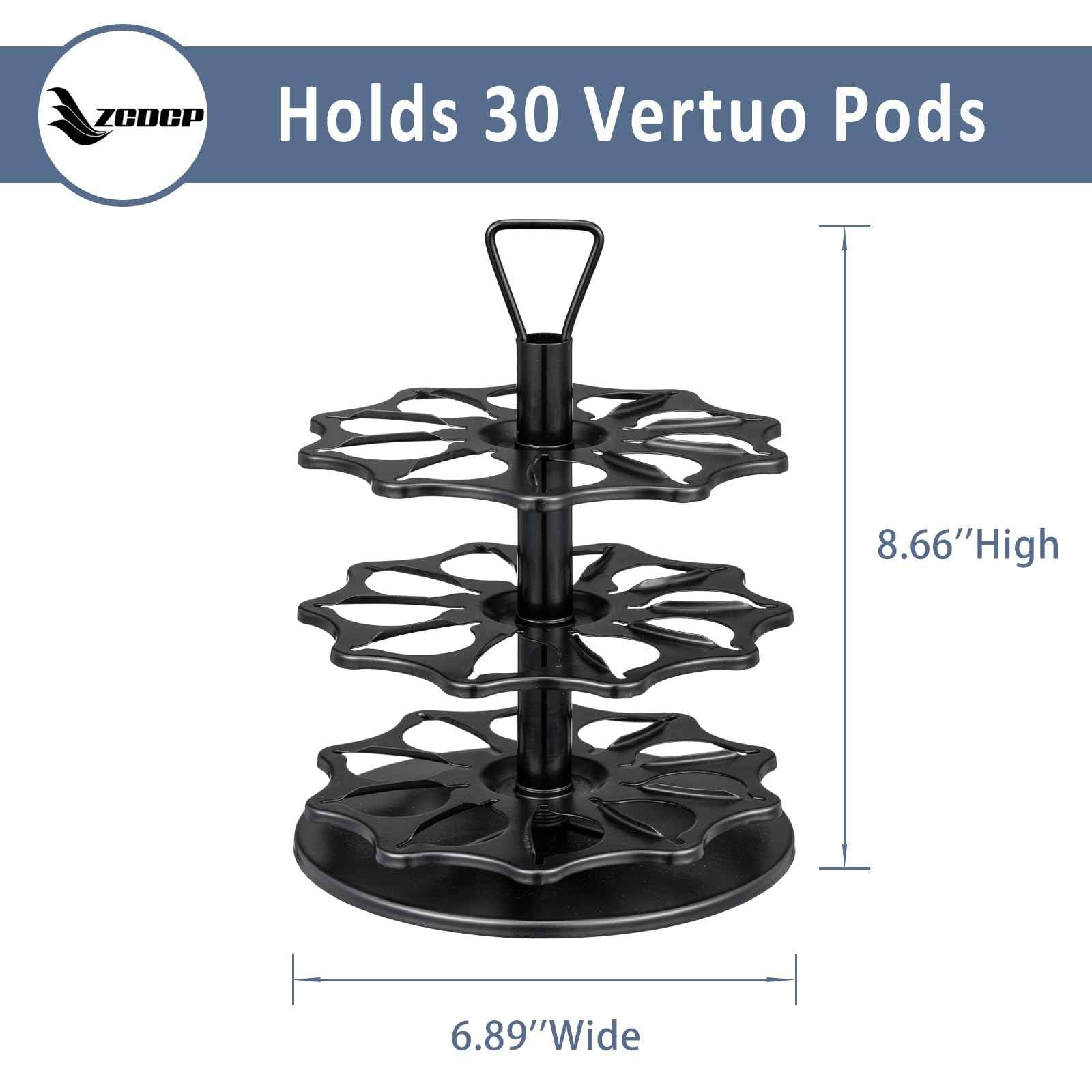 ZCDCP Vertuo Pod Holder System - 3-Tier Coffee Pod Holder Carousel, Metal Spinning Stand DIY for 30 Capsules