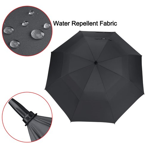 G4Free 47/54/62/68/72 Inch Automatic Open Golf Umbrella Extra Large Oversize Double Canopy Vented Windproof Waterproof Stick Umbrellas (Black)