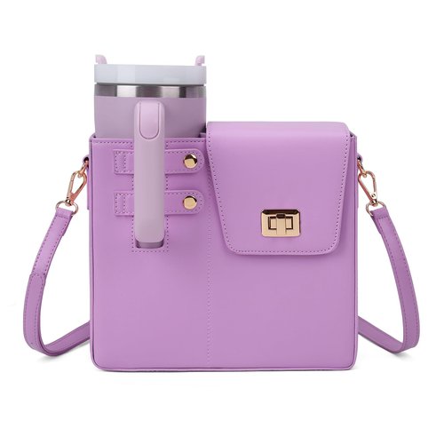 Stanley Purse,Water Bottle Bag Outdoor Portable Crossbody Bag Stanley Cup Holder with Strap Women's Shoulder Bags (Purple)