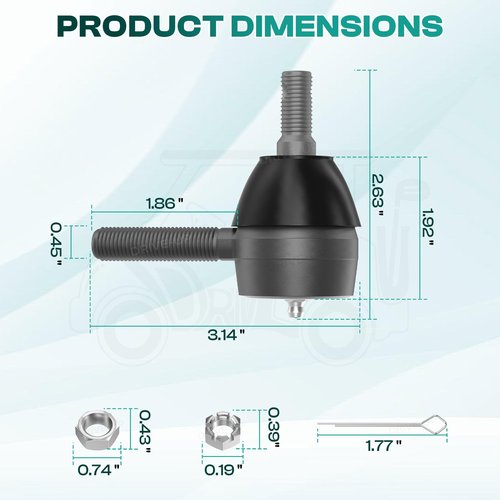 Ball Joint Kit,Set of (3) Tie Rod End with grease fitting Fits for Club Car DS Golf Carts (1976-2008)