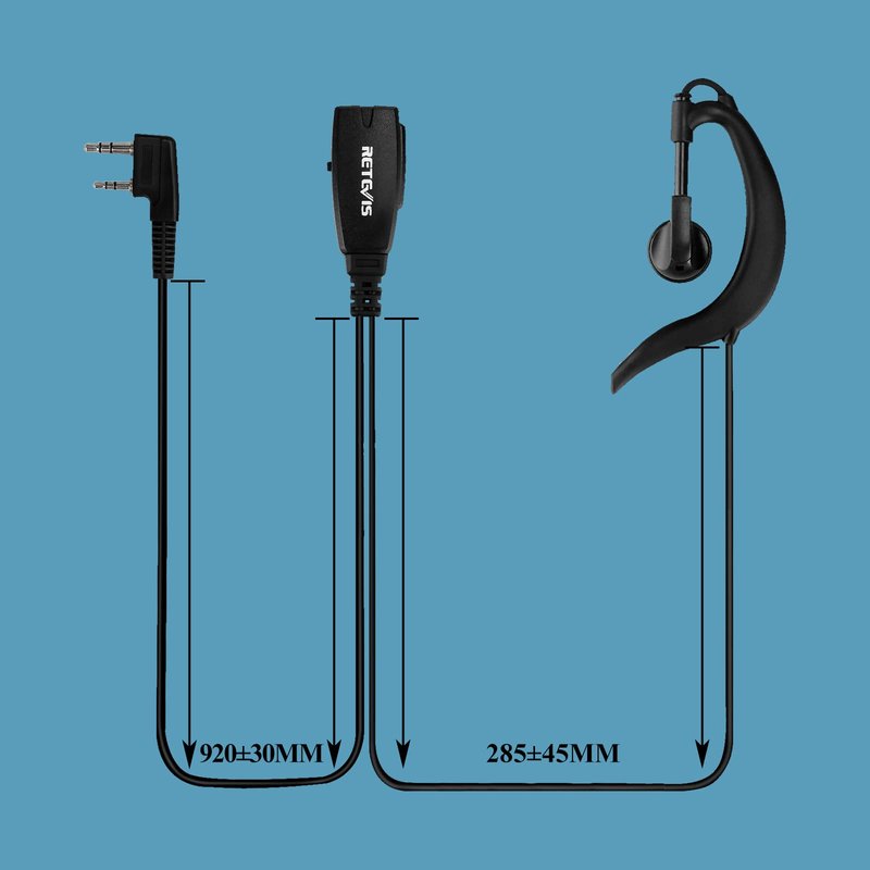 Retevis Hands Free Two Way Radio Headset with Mic, VOX, Coil, G-Type Earhook, for RT22 RT68 RT21 H-777, Compatible with Pxton, Baofeng BF-888S, Kenwood Walkie Talkie, Walkie Talkie Earpiece(2 Pack)