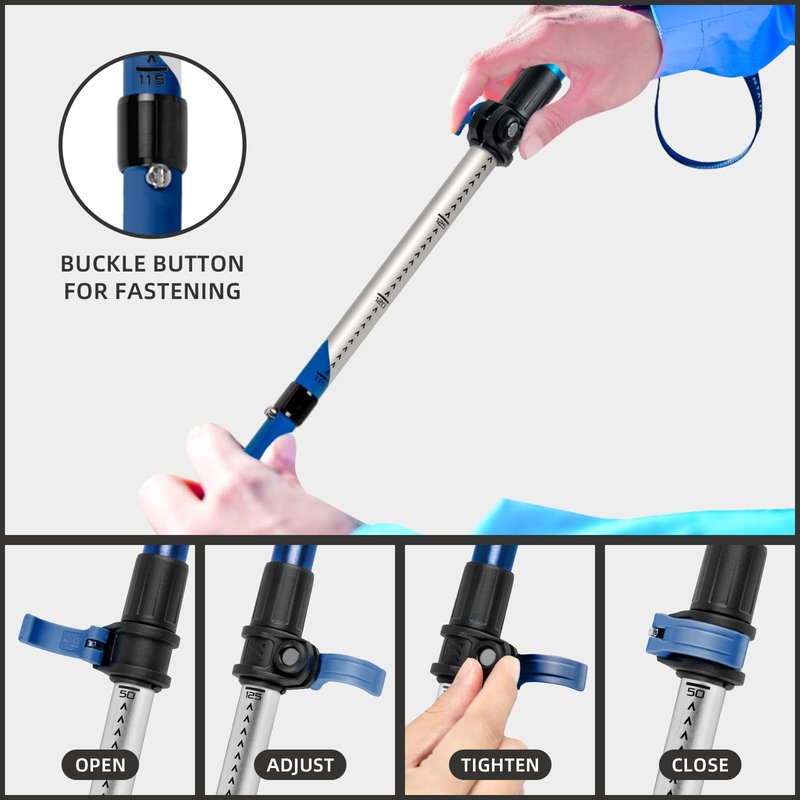 Trekking Poles, Collapsible Hiking Poles,Lightweight and Compact Walking Sticks with Adjustable Height for Men and Women (Blue)