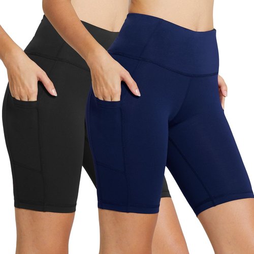 Baleaf Women's High Waist Biker Shorts - 8"/5"/3" Spandex Workout Shorts with Pockets for Yoga & Gym