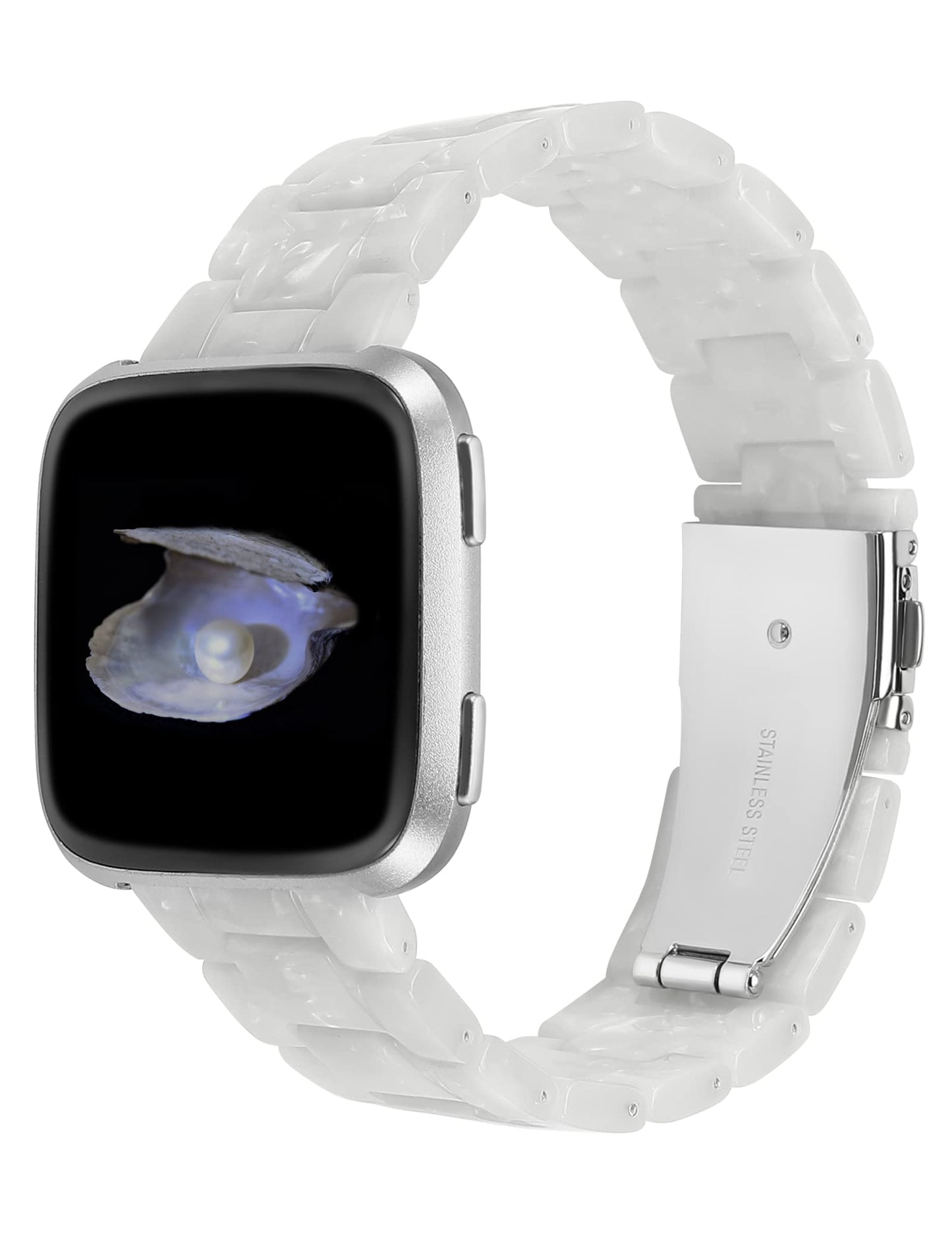 Wearlizer Resin and Stainless Steel Compatible with Fitbit Versa/Versa 2 /Versa Lite/Versa SE Bands Women Men, Lightweight Replacement Compatible with Fitbit Versa,Grey