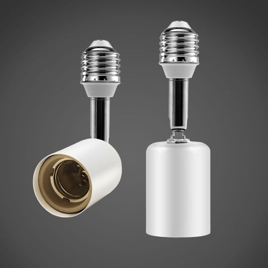 Ceramic E26 Light Bulb Socket Extender - 5.5inch Long - 90 Degree Angle Adjustable- 150W Max and Fire-Resistant - Light Extension for Medium Bulb Socket (2)