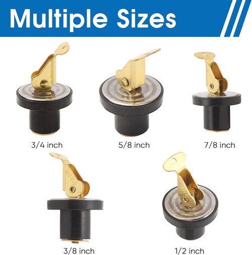 Boat Drain Plug - T-Handle Compression Seal for Marine Use | 5/8 Inch Rubber Drain Plug