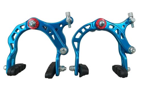 1 Pair C-Brake Brake Arm Set – Front & Rear Side Pull Rim Brakes with 50mm Pads, 110mm Arm – Electroplated Aluminum Alloy (Electroplated Blue)