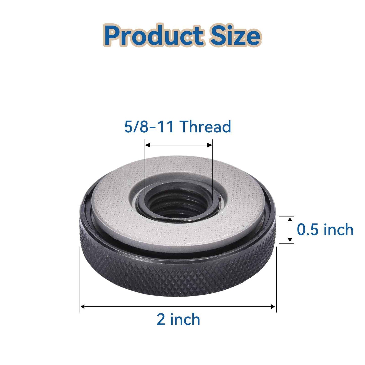 5/8-11 Thread Angle Grinder Flange Nut,2Pcs Grinder Nut for 4.5" and 5" Angle Grinder (No Wrench Required)