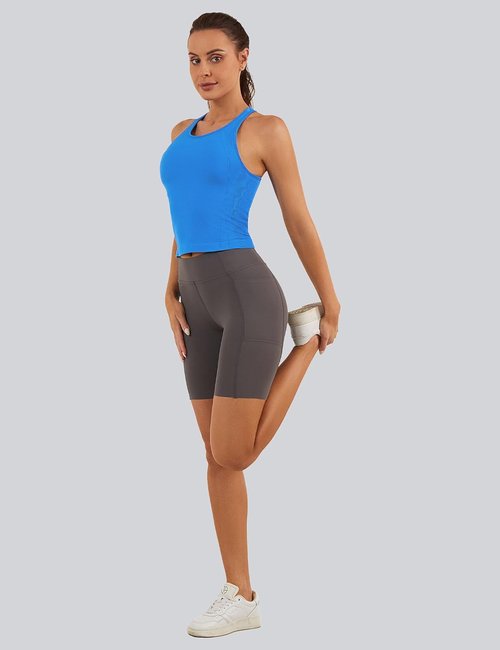 MathCat Racerback Workout Tank Tops for Women - Seamless Athletic Yoga Top with Built-In Bra