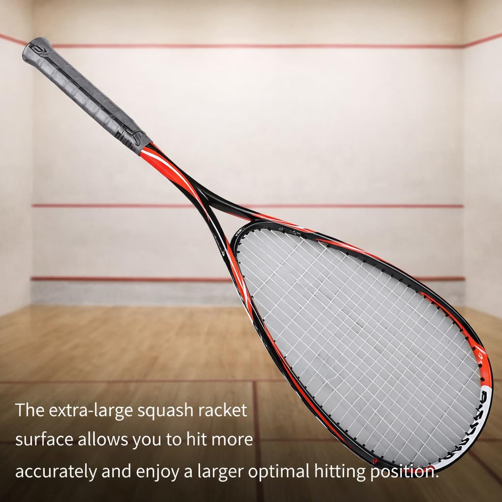 Sports Beginner Squash Racquet,Carbon Lightweight Squash Racket for Gym Park School (Red)