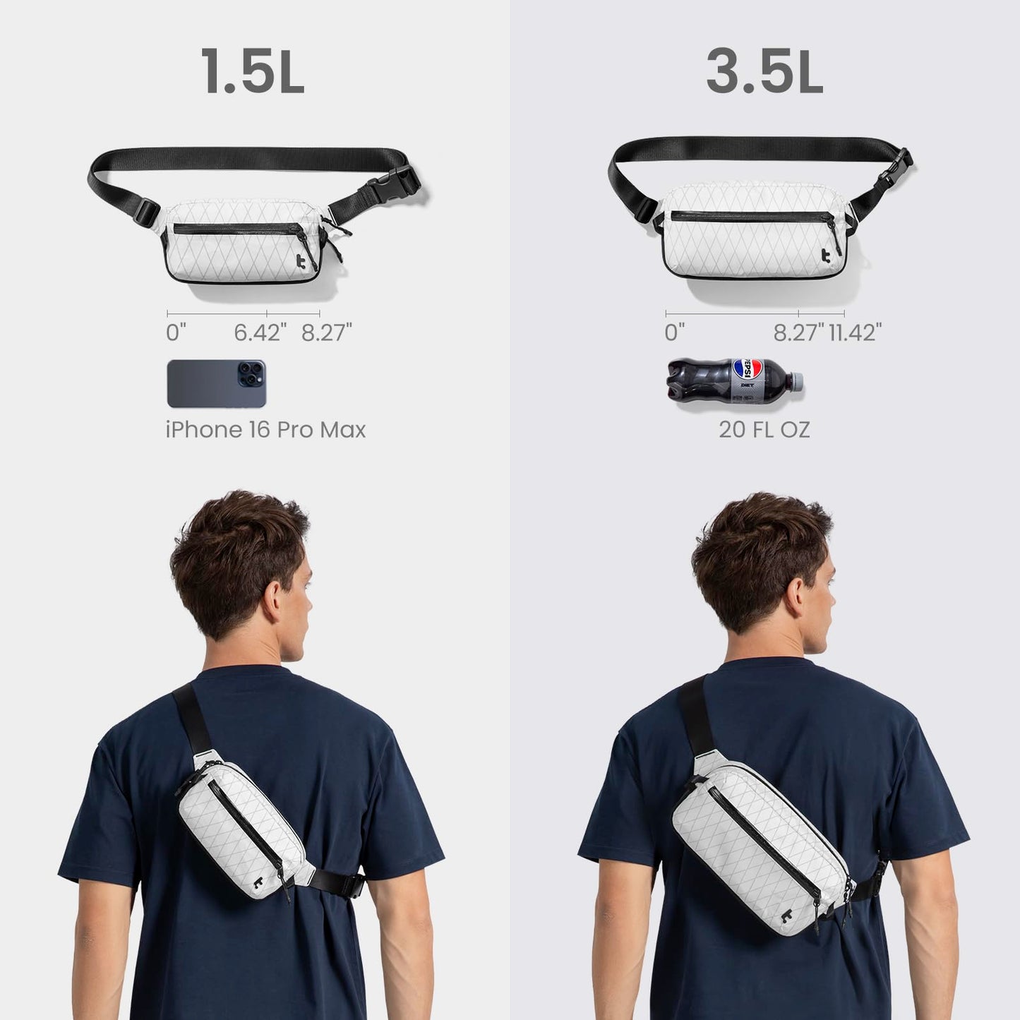 tomtoc 3.5L X-Pac Sling Bag with RFID Blocking Crossbody Pack for Men Women