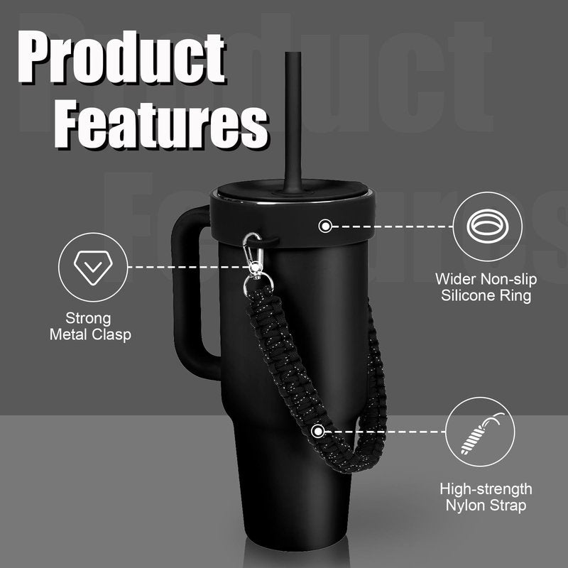 Greant Water Bottle Handle for HydroFlask Tumbler Handle 40oz & 32oz, Strap for HydroJug 40oz Tumblers, Tumbler Carrier for BruMate 40 oz, Black