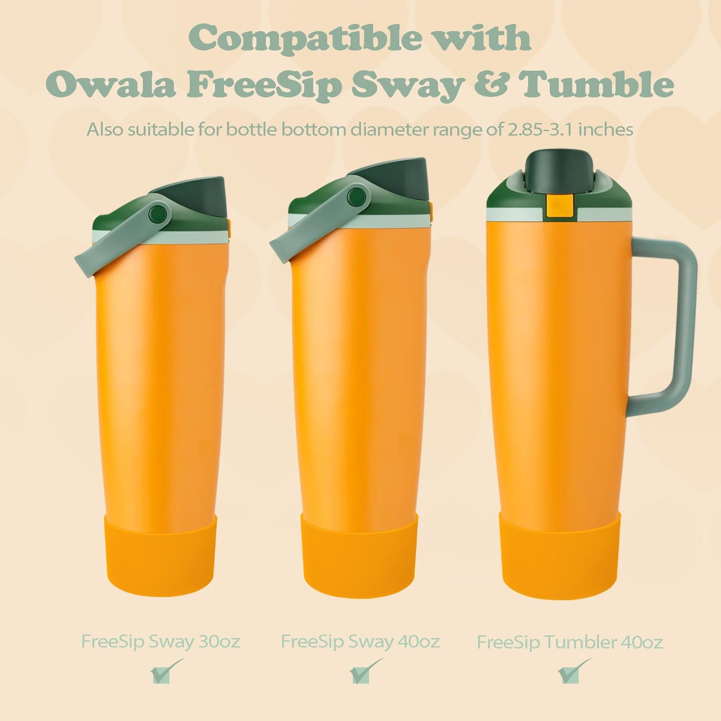 Kaitiaki 2PCS Silicone Boots for Owala 30oz & 40oz FreeSip Sway Bottles & Tumblers – Non-Slip, Scratch-Resistant, Stability Enhancer for Owala Accessories (Orange Grove)