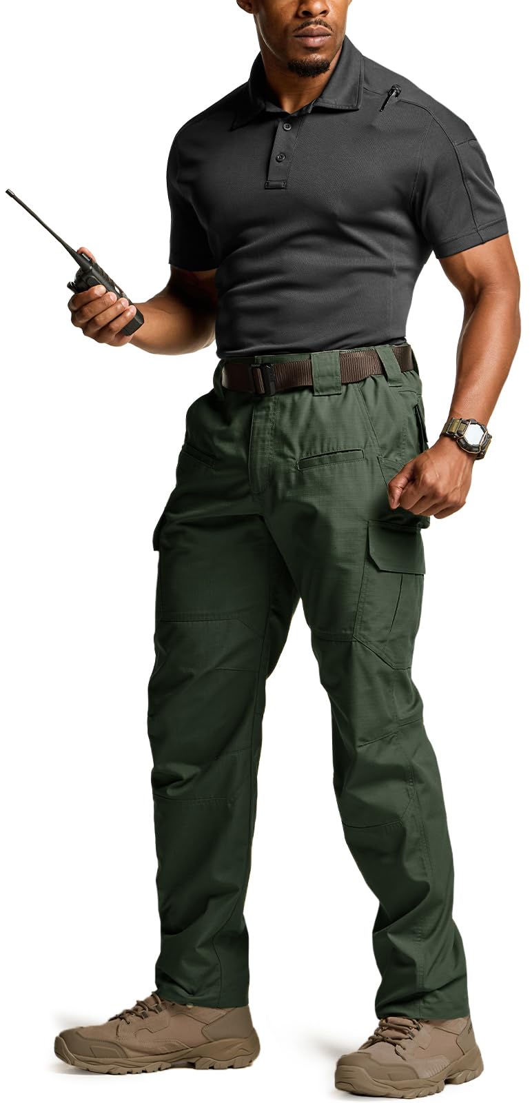 CQR Men's Tactical Pants, Water Resistant Ripstop Cargo Pants, Lightweight EDC Work Hiking Pants, Outdoor Apparel, Raider Green Kelp, 40W x 32L