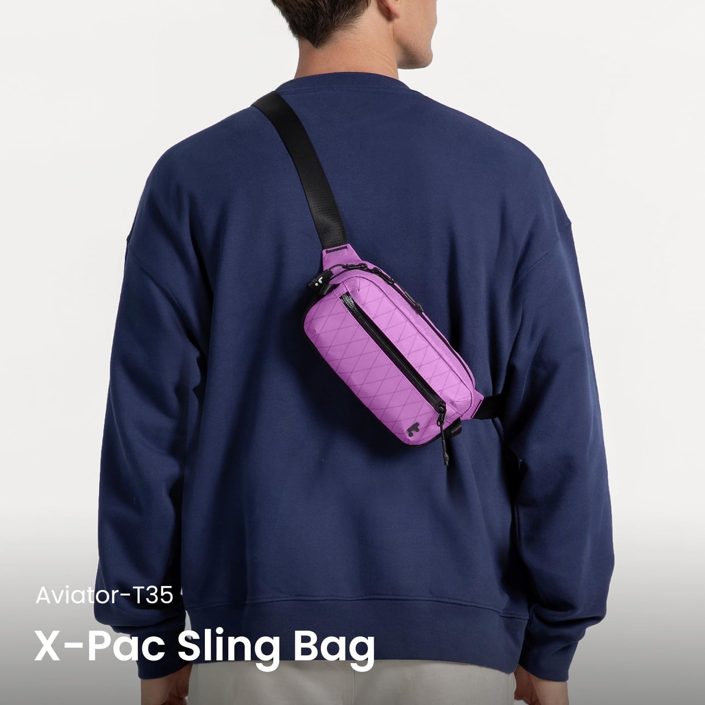 tomtoc 1.5L X-Pac Sling Bag with RFID Blocking Crossbody Pack for Men Women