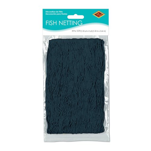 Beistle Black Decorative Fish Netting, Beach Party Supplies for Ocean, Under-The-Sea or Pirate Themed Parties, Hawaiian Luau’s, Summer Parties, 4’ x 12’