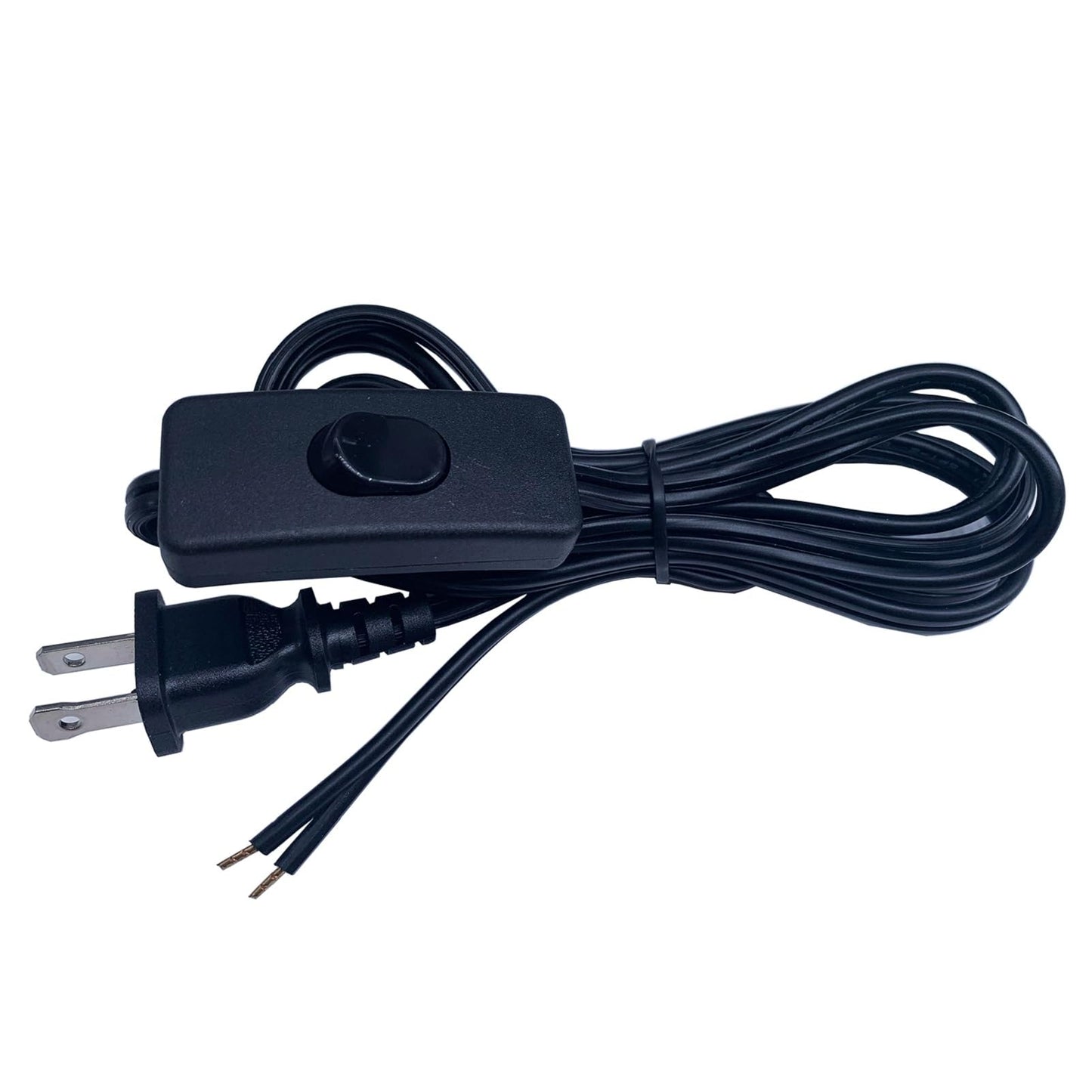 12FT Replacement Lamp Cord, 18 AWG 2 Prong Power Cord Cable with On Off Button Switch, Stripped Ends Ready for Wiring and Applicable to All Kinds of Household Lamps, Black