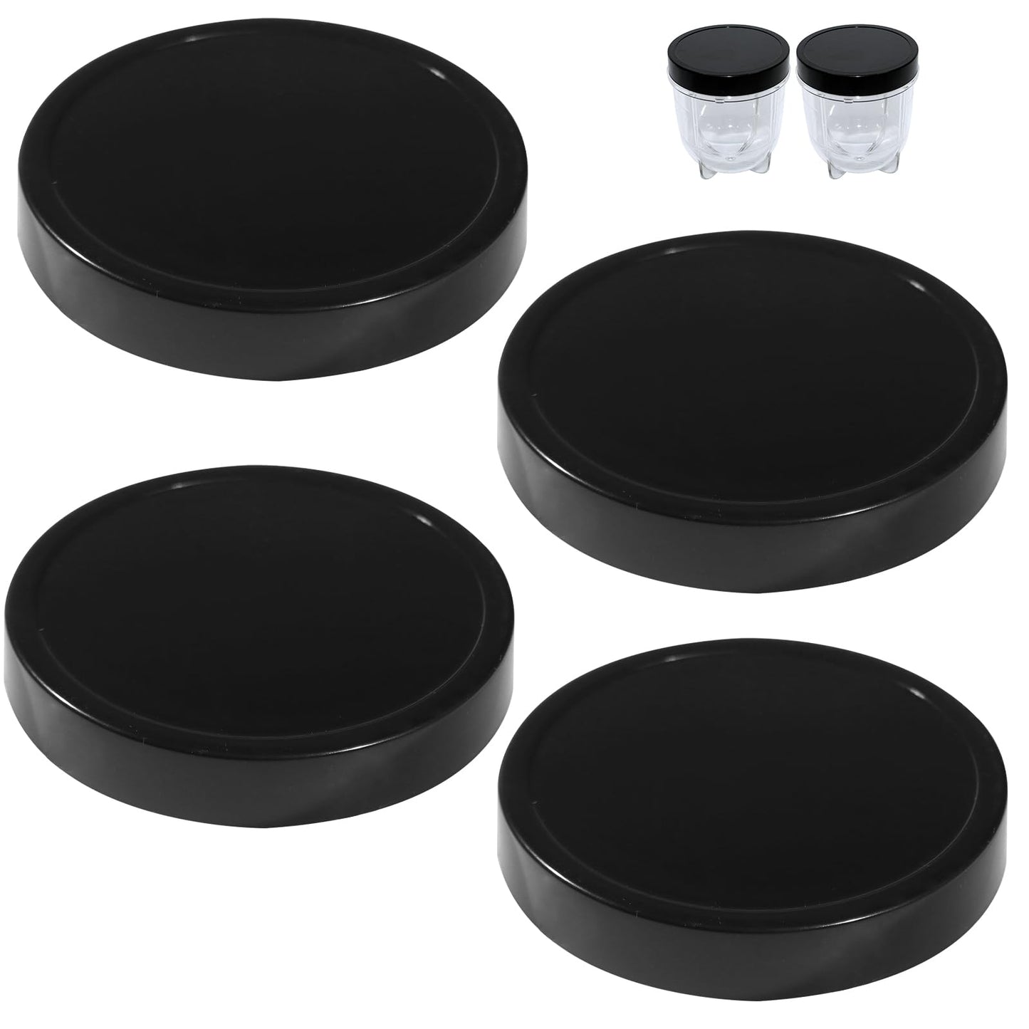 4 Pieces Lids for Magic Bullet Replacement Parts, Ma-gic Bu-lle-t Replacement Parts, Black Plastic Lids Compatible with M-B1001 Cups 250W