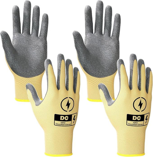 SAVECASH 2 Pair Insulated Gloves 400V High Voltage Electrician Gloves, Rubber Insulated Electrician Tools, Electrical Work Gloves for Men