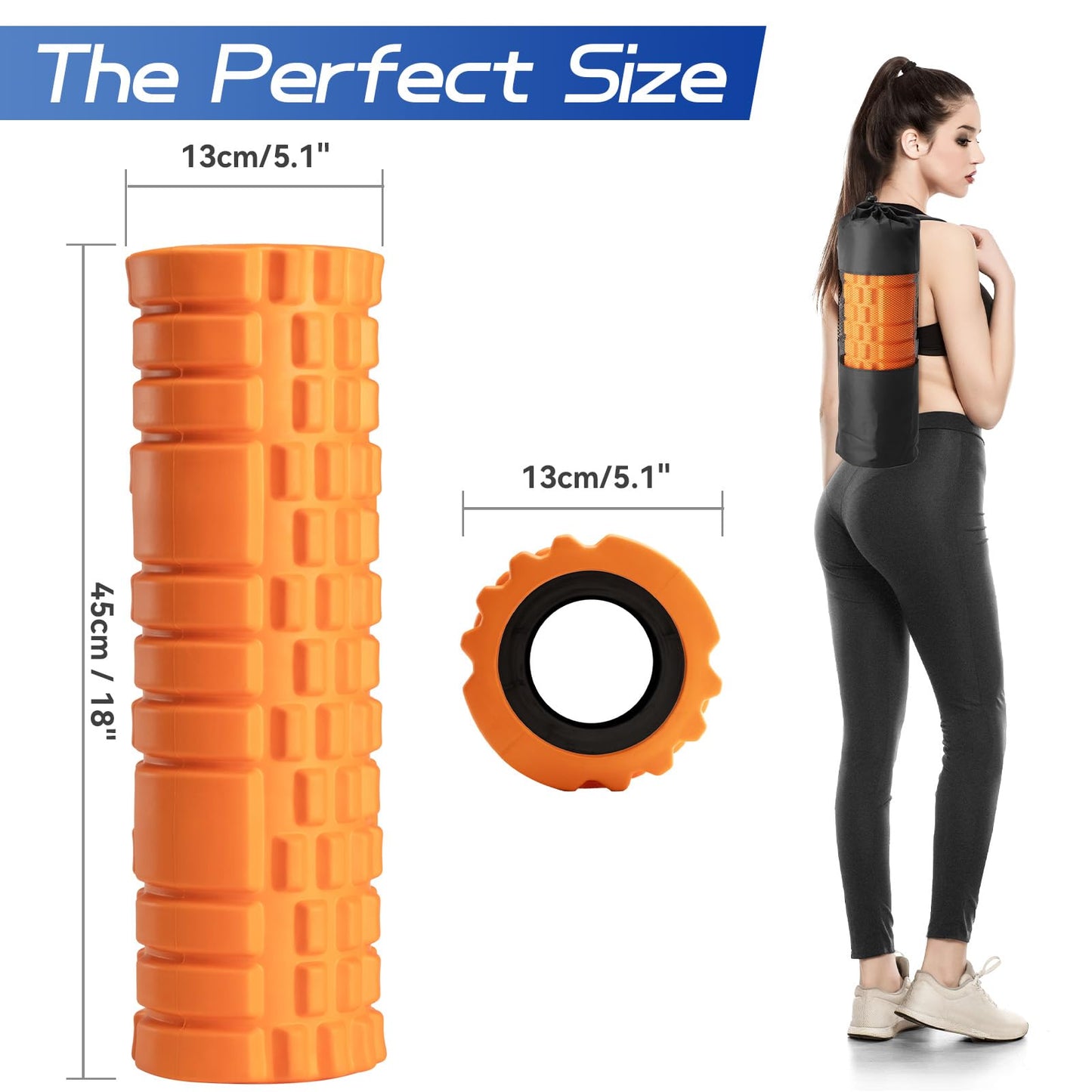 Krightlink Foam Roller for Deep Tissue Muscle Massage High Density 18"