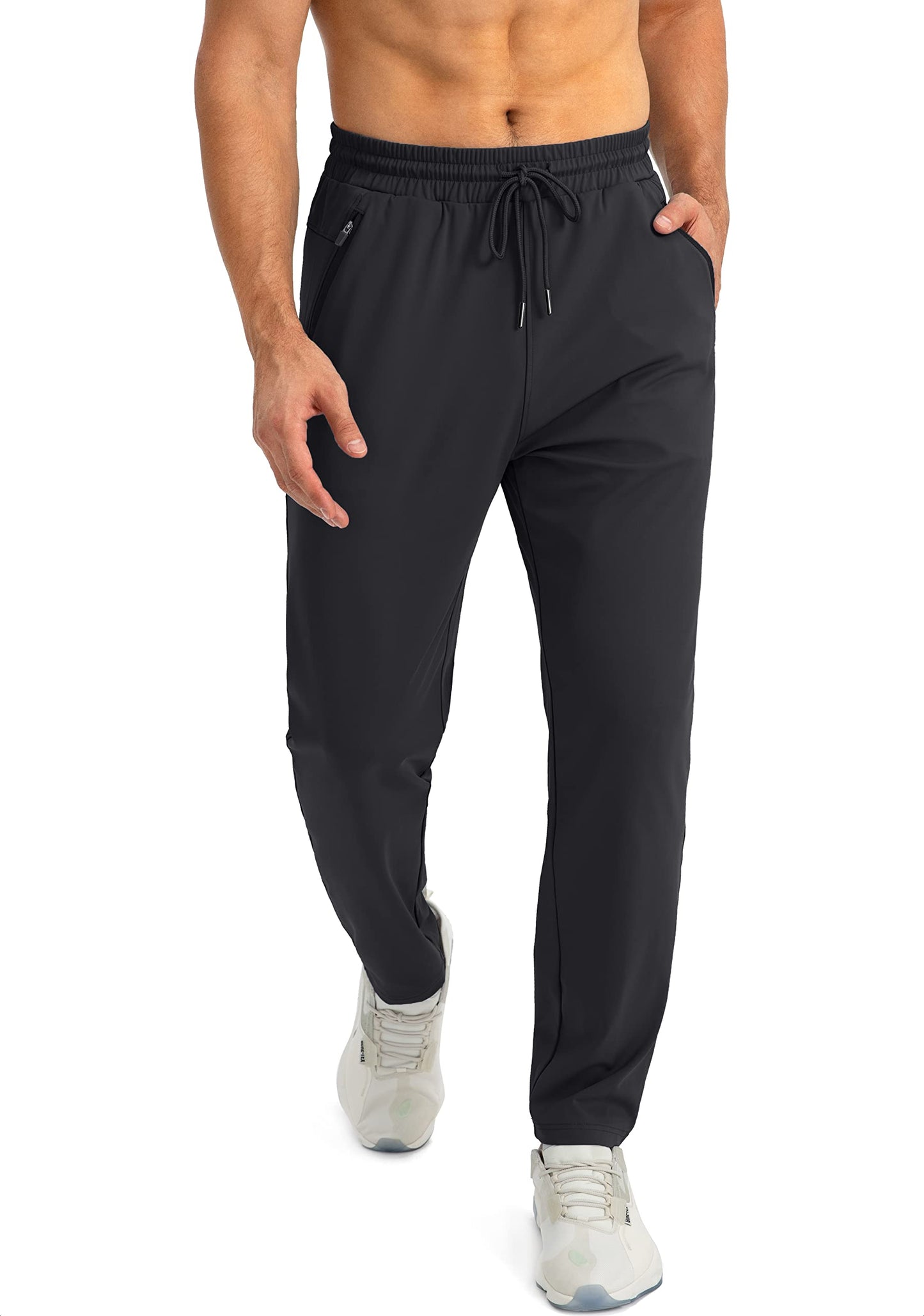 G Gradual Men's Sweatpants with Zipper Pockets Tapered Joggers for Men Athletic Pants for Workout, Jogging, Running (Black, X-Large)