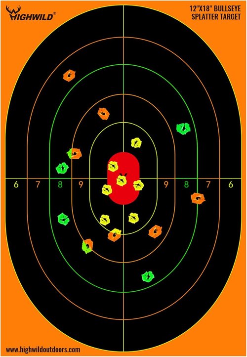 Highwild Bullseye Splatter Paper Targets - Vibrant Multi-Color Splash Effect - 12x18 Inch Size