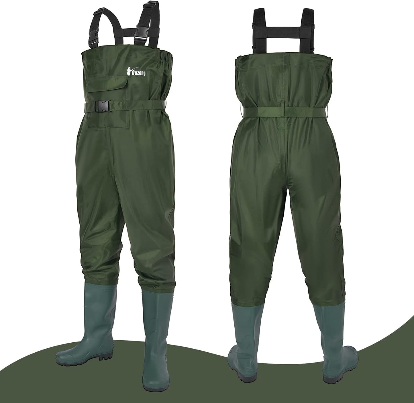 Skiennix Bootfoot Fishing Chest Waders - Waterproof 2-Ply Nylon/PVC for Men & Women | Includes Boots Hanger