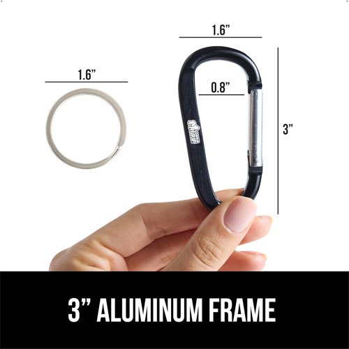 GORILLA GRIP Heavy-Duty Aluminum Carabiner Clip - 3" D Ring Key Holder, Rust & Scratch-Resistant, 170lbs Capacity