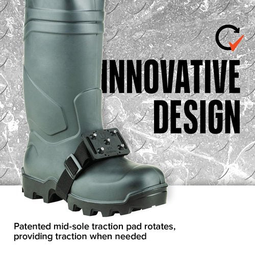 K1 Mid-Sole Ice Cleats for Men & Women - Rotatable Traction Aids For Winter Snow - High Profile - Black