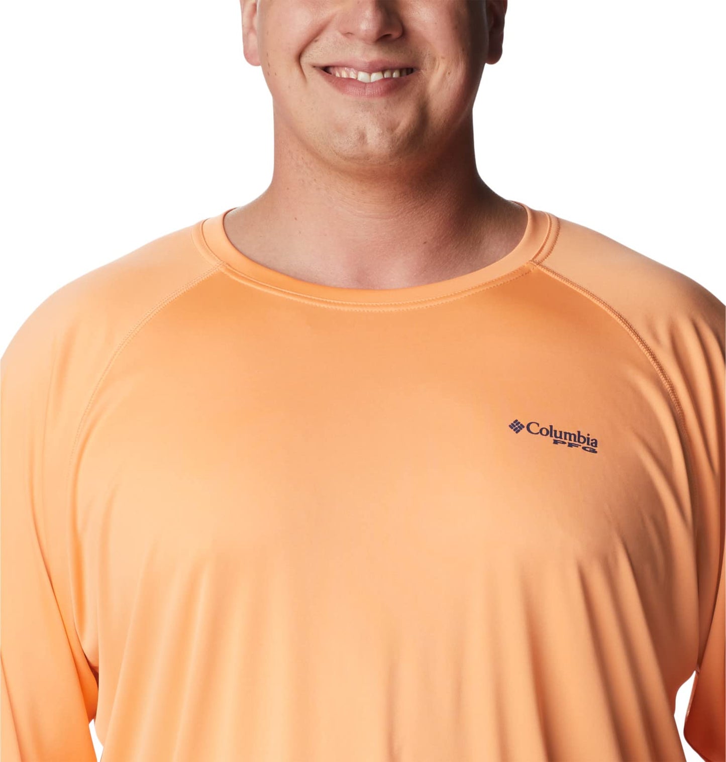 Columbia Men's Terminal Tackle Long Sleeve Shirt, Bright Nectar/Carbon Logo, 6X Big