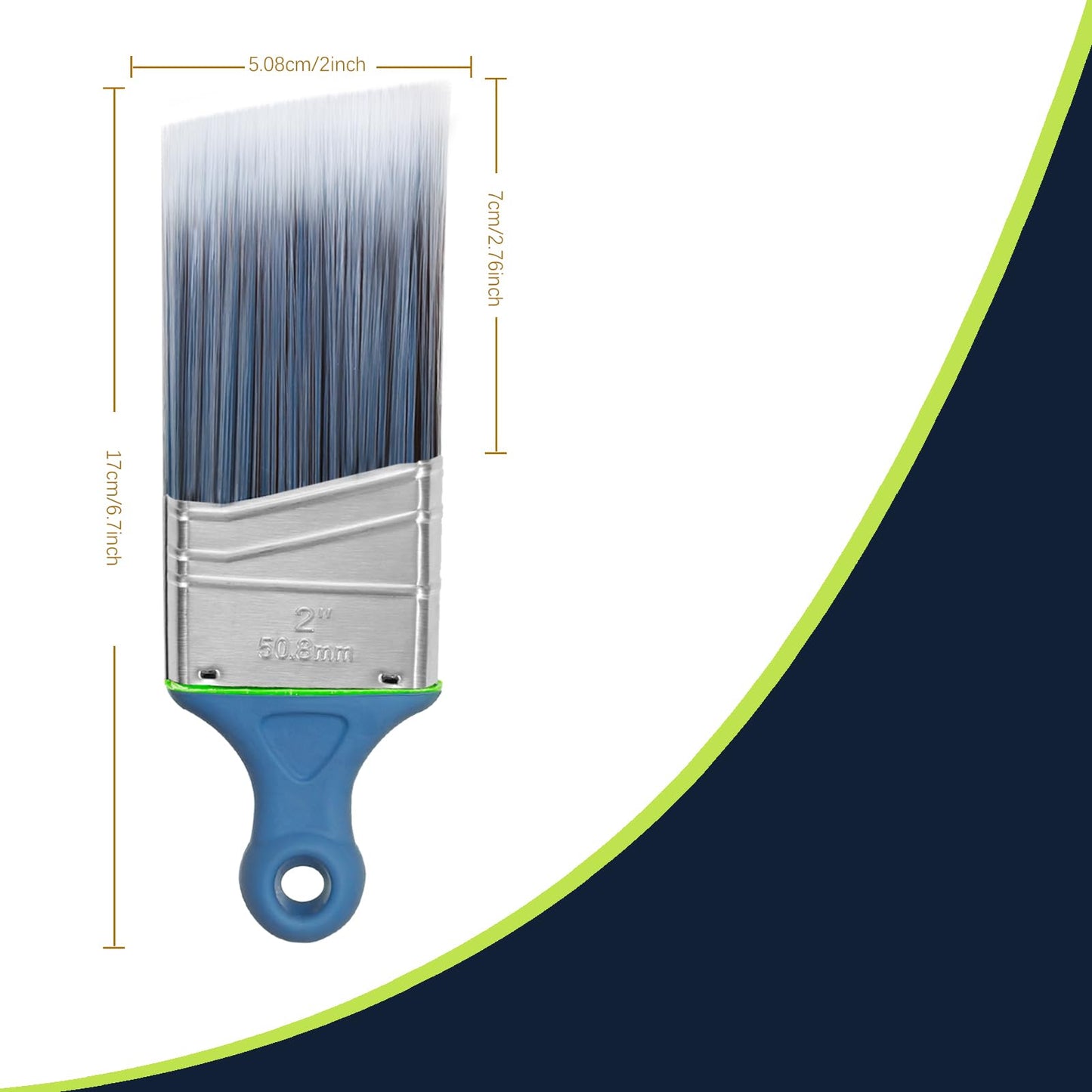 Wesquer Paint Brushes Short Handle Paint Brush for Painting Walls Stain Wood Small Areas Cutting and Trim Works Home Improvement Paint Supplies 3 Pack