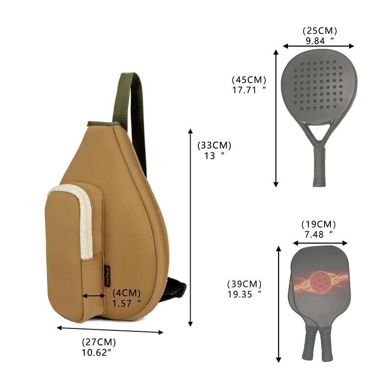 TOURBON Neoprene Padded Pickleball Paddle Sling Bag with Ball Holder Pouch, Sports Padel Racquet Pouch for Men and Women