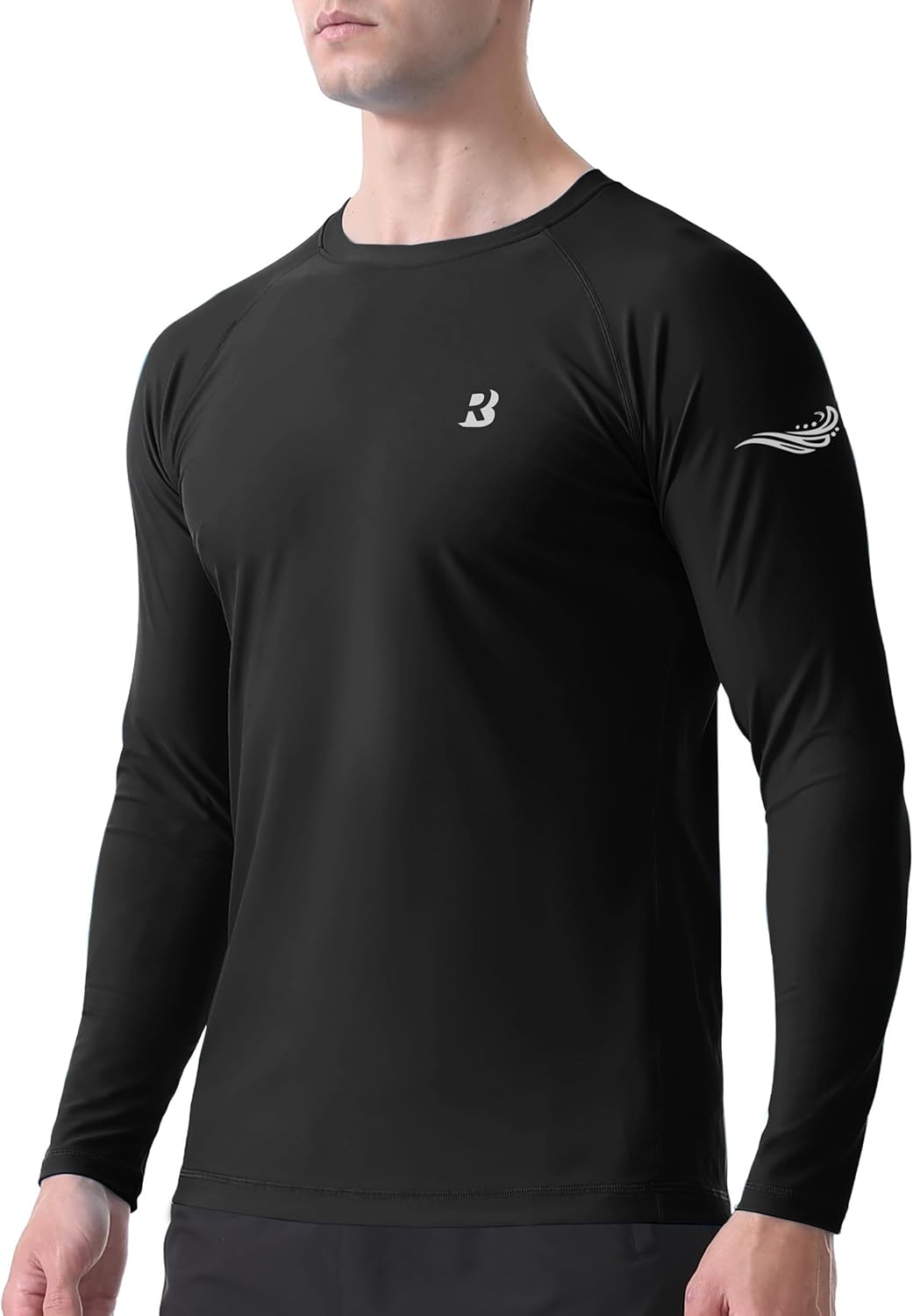 Roadbox Men's UPF 50+ Swim Shirt - Long Sleeve Sun Protection Rash Guard for Fishing & Hiking