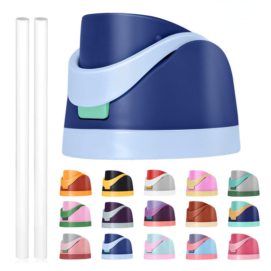 Replacement Lid for Owala Freesip, Compatible with Owala Cup 16oz 24oz 32oz 40oz, One Button Water Bottle Top Lid Replacement Accessory and Straws, Leakproof, BPA-Free (peacock B)