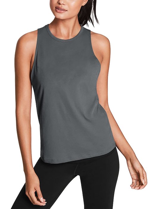 Mippo Workout Tops for Women Yoga Tops Open Back Workout Tanks Backless Shirts Sports Running Athletic Clothes Dark Gray L