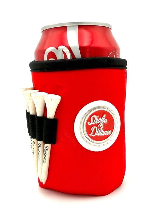 Golf Can Cooler Classic Can – 3‑in‑1 Golf Drink Sleeve with Magnetic Ball Marker, Bag Clip & Tees – Red Design