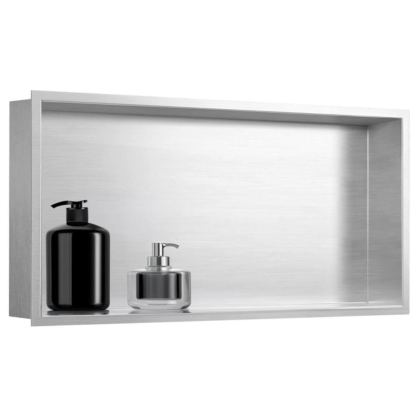 SaniteModar Shower Niche, Stainless Steel Shower Niche 12" X 24" No Tile Needed, Recessed for Bathroom Storage, Brushed Silver (Brushed Silver, 12x24)
