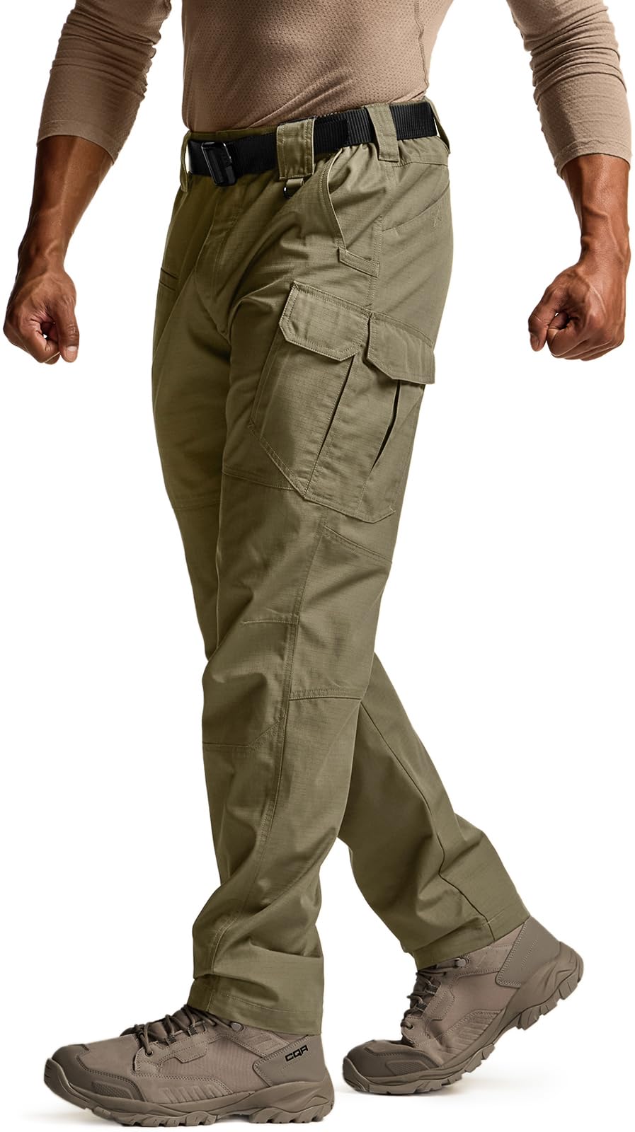 CQR Men's Tactical Pants, Water Resistant Ripstop Cargo Pants, Lightweight EDC Work Hiking Pants, Outdoor Apparel, Raider Mag Pocket Soil Green, 44W x 32L