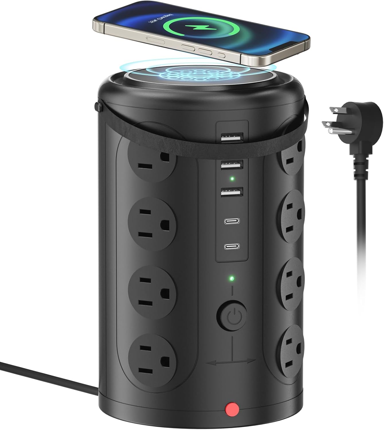 15W Wireless Charging Surge Protector Power Strip with 16 AC Outlets & 5 USB Ports - Desk Charging Station for Home, Office & Dorm Room (10FT)