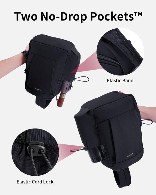 ECOHUB Anti-Theft Crossbody Bag Men Women, RFID Blocking Lightweight Sling Backpack Eco-Friendly with 9 Pockets Sturdy SBS Zippers Water Resistant for Travel Work Hiking Outdoor, Black