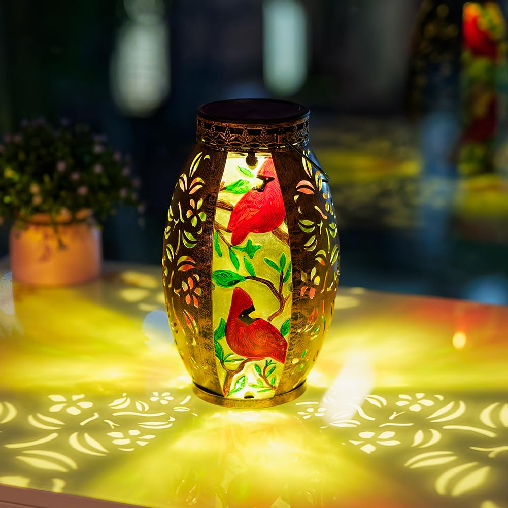 VEWOGARDEN Hanging Solar Lanterns Outdoor Waterproof Decorative Cardinal Solar Lights for Patio Porch Garden Table Decor