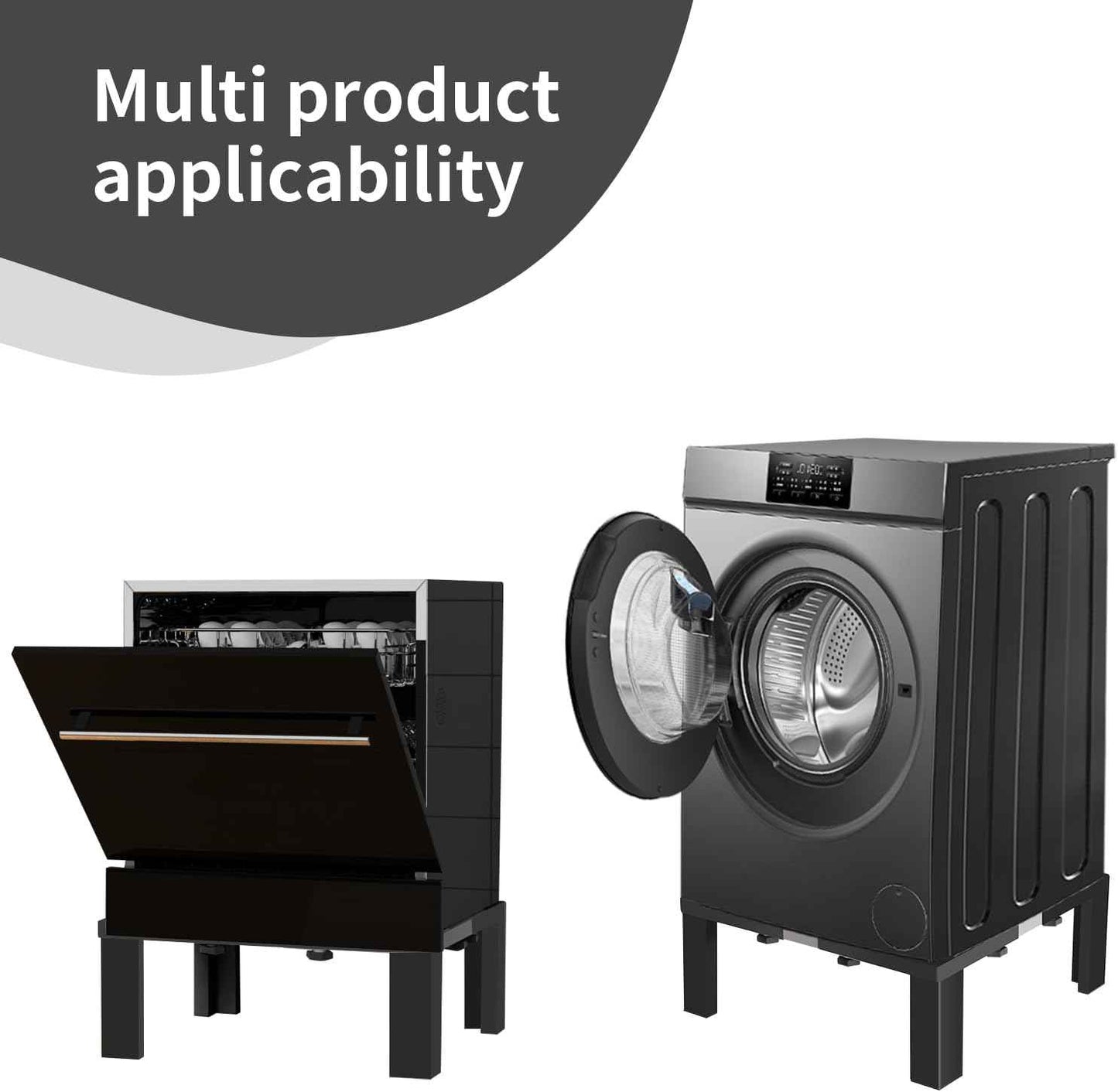 Heavy Duty Stainless Steel Mini Fridge & Washer Dryer Stand with 4 Strong Feet - Universal Appliance Base (Large)